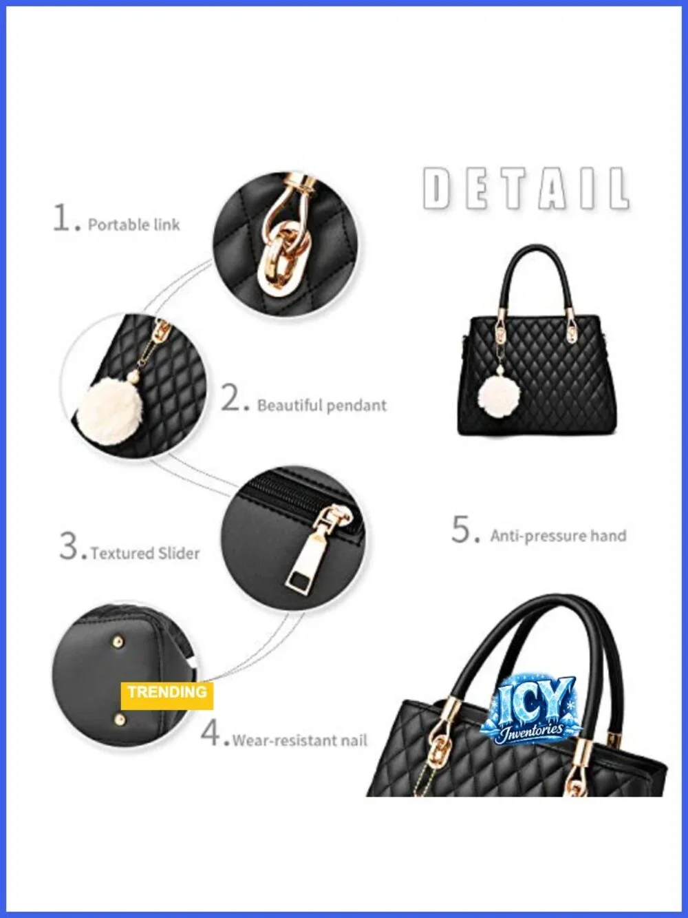 Womens PU Leather Satchel Handbag Top-Handle Tote with Pompon Adjustable Strap